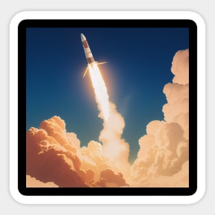 Vintage Space Rocket Launch Sticker